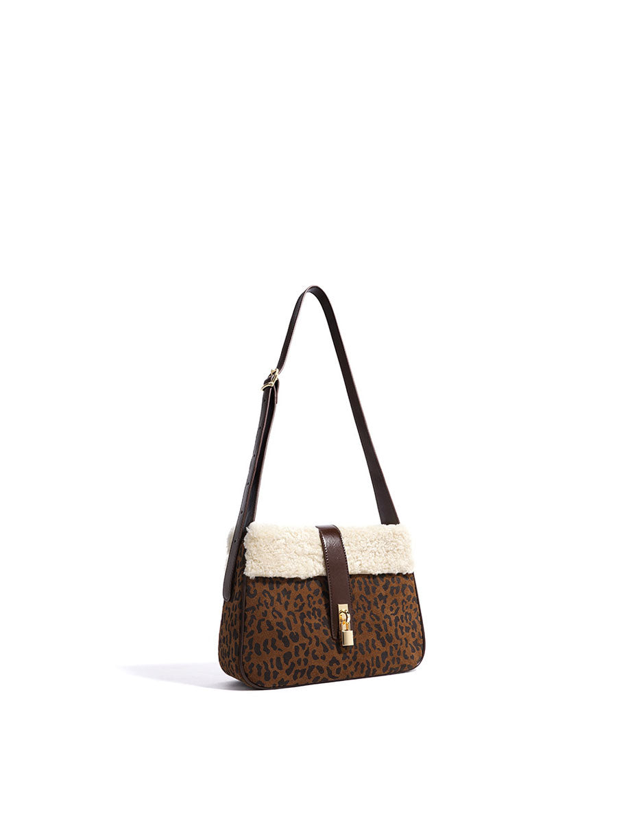 Chic Plush Shearling Tote Purse Black