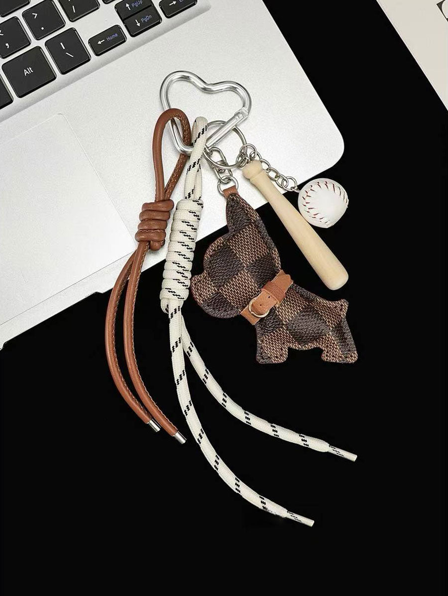 Sporty Leather French Bulldog Keychain