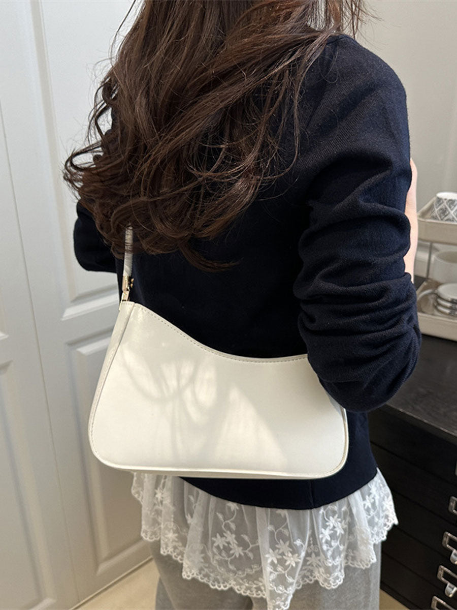 Elegant Half Moon Shoulder Bag Khaki