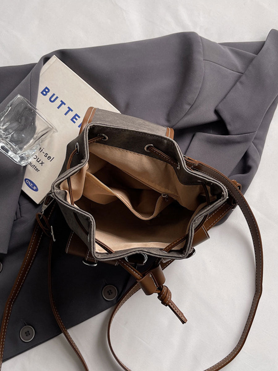 Vintage Canvas Leather Backpack Grey