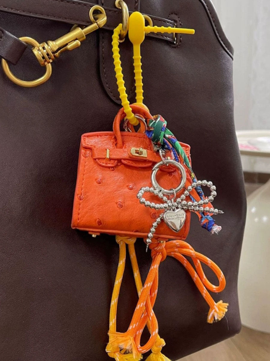 Mini Bag Charm with Rope Tassels