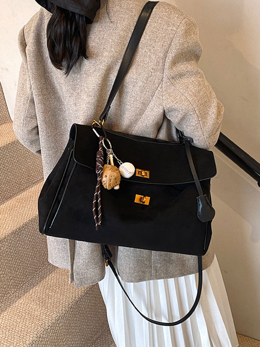Vintage Suede Tote Bag Black