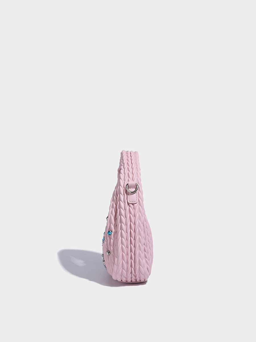 Unique Diamond-Accent Cloud Leather Bag