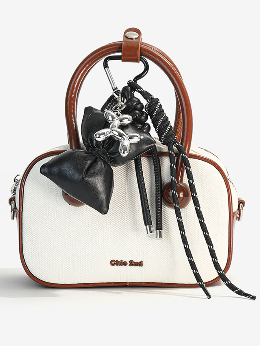 Leather Bow Bag Charm Keychain