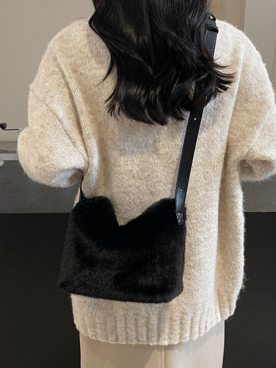 Trendy Plush Shoulder Crossbody Bag Green