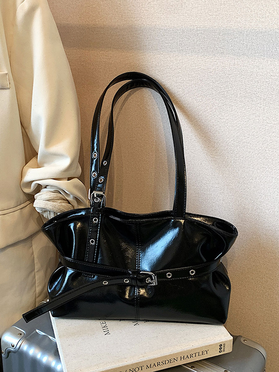 Vintage Waxed Leather Tote Bag Brown