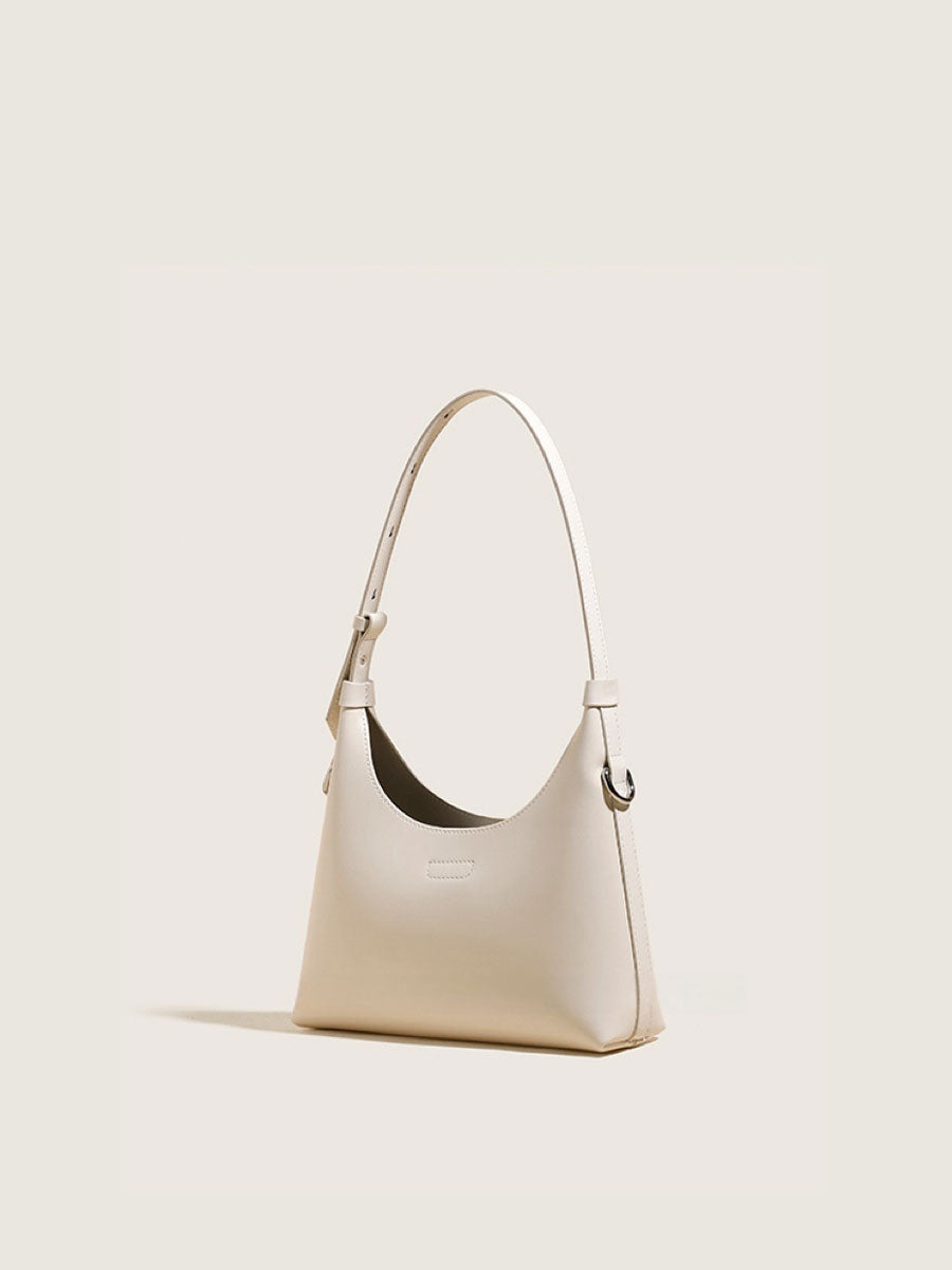 Genuine Leather Shoulder Bag White
