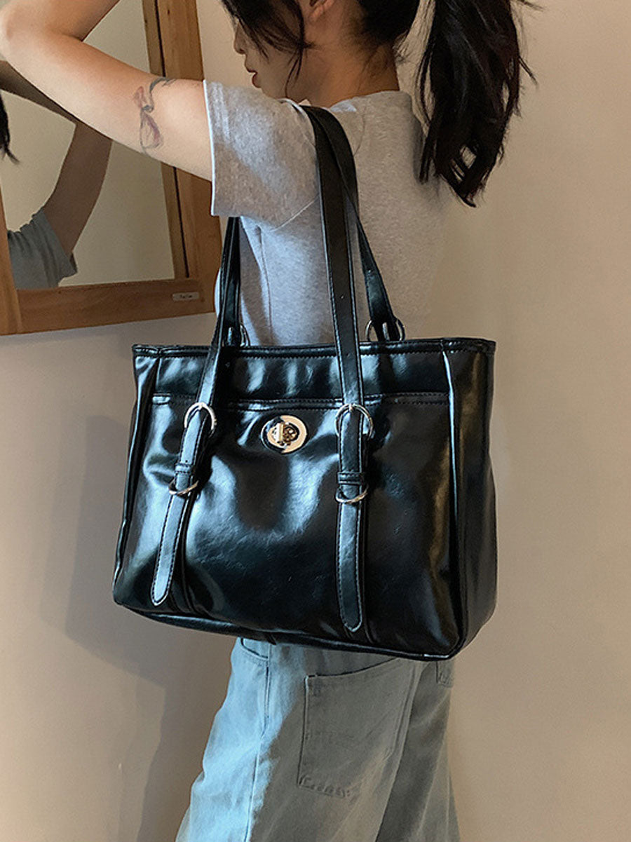 British Vintage Messenger Shoulder Bag Black