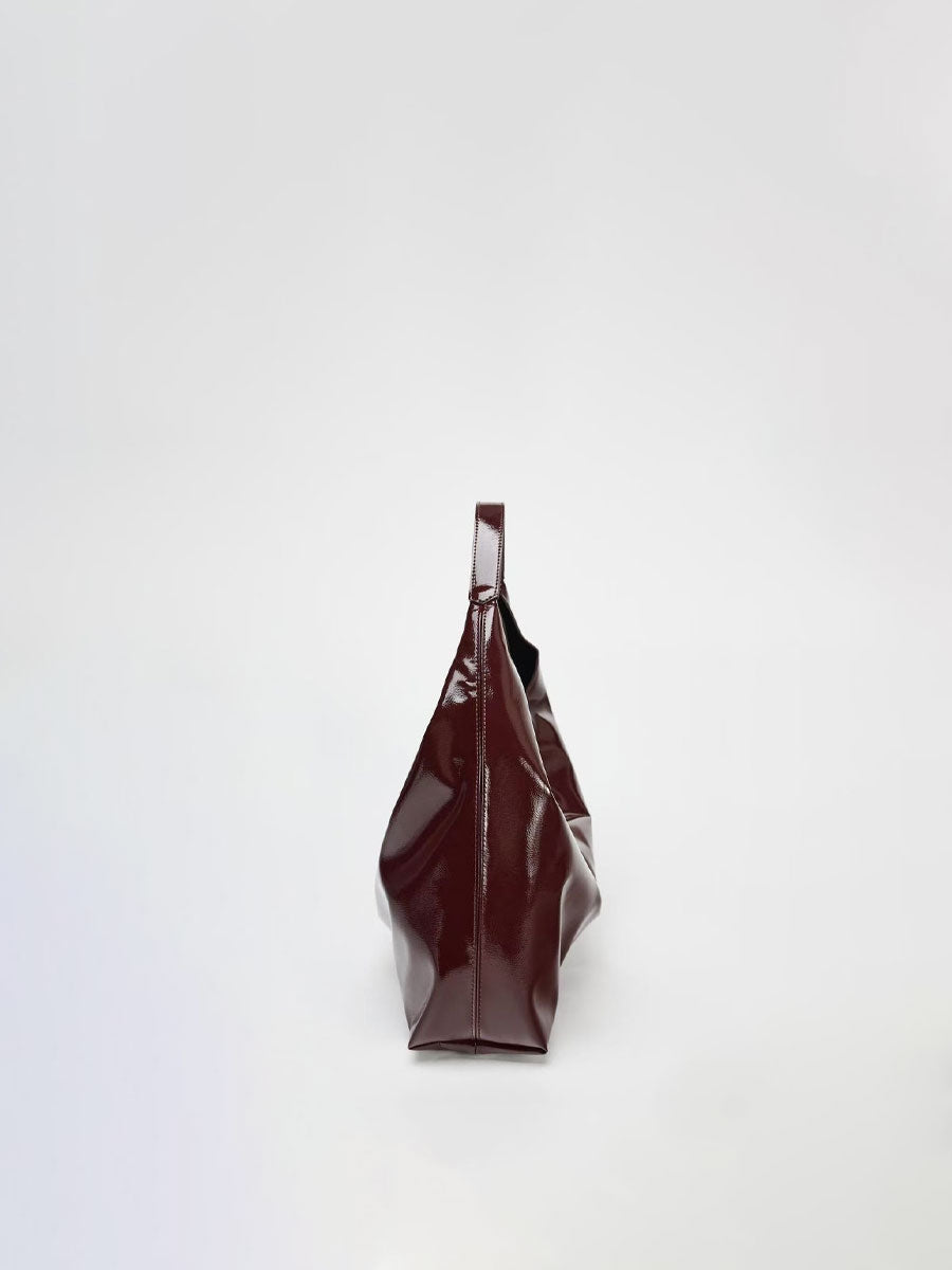 Soft Patent Leather Shoulder Tote Handbag Red