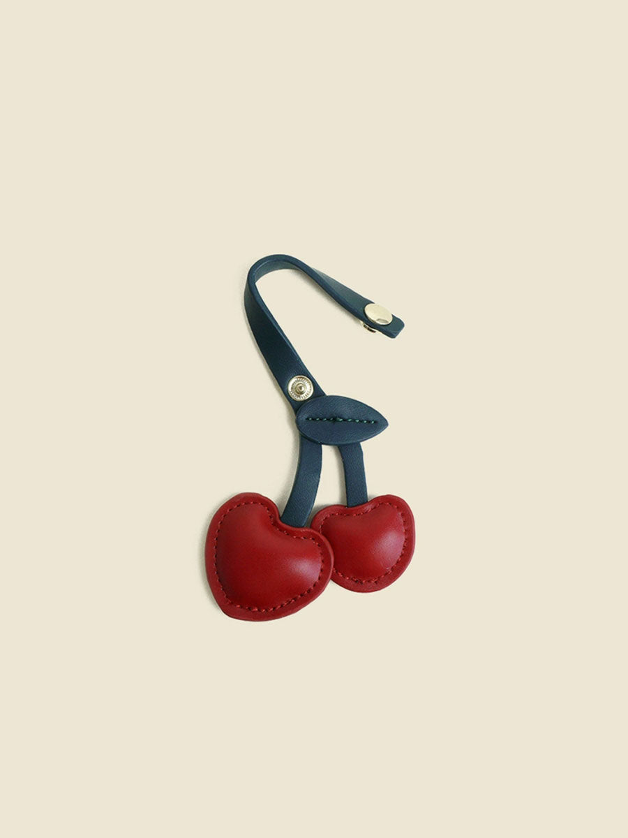 Leather Cherry Bag Charm Keychain