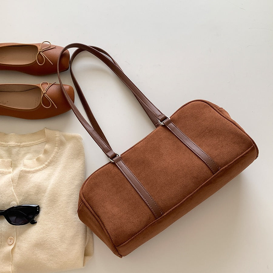 Vintage Suede Shoulder Bag Black