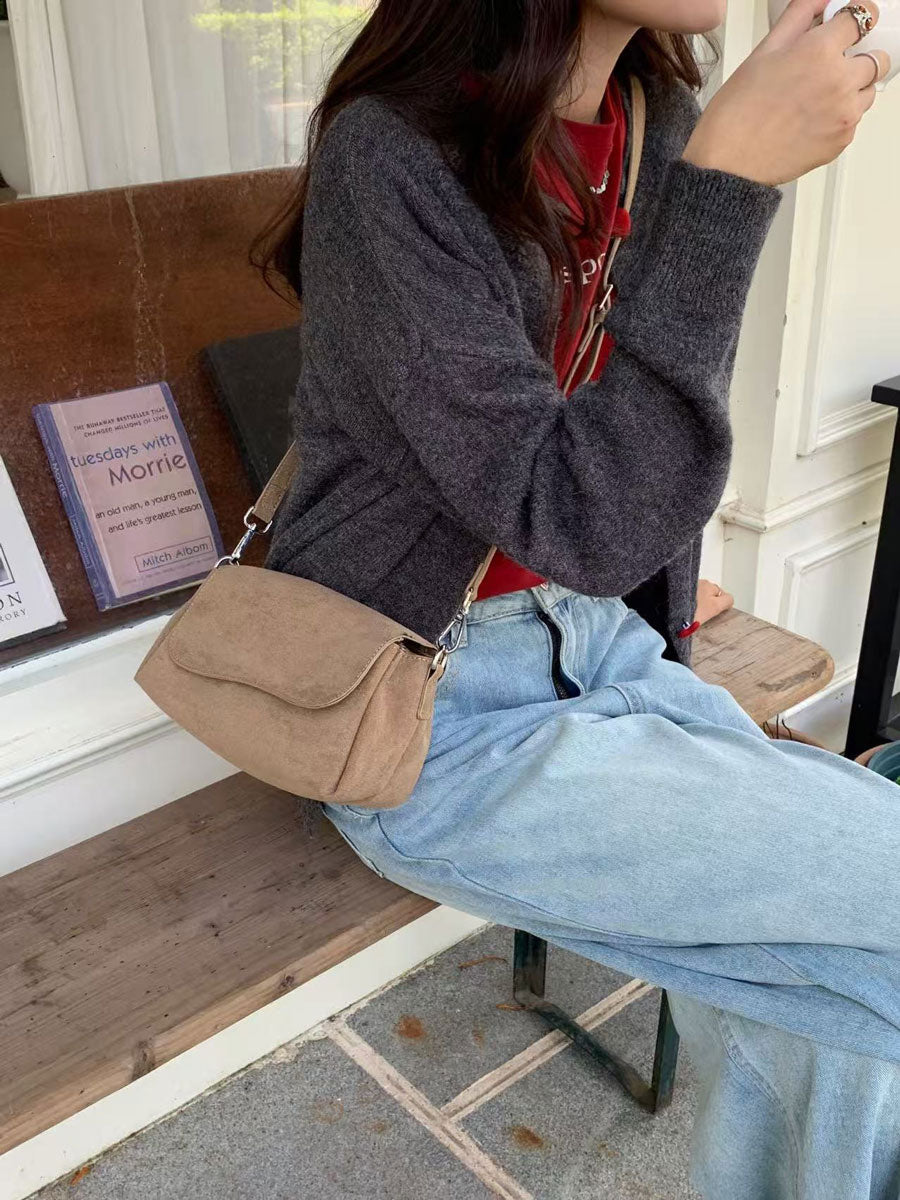 Multi-Color Suede Shoulder Bag Yellow