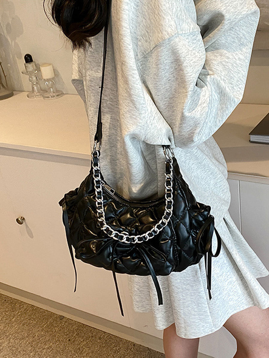 Quilted Chain Shoulder Bag White