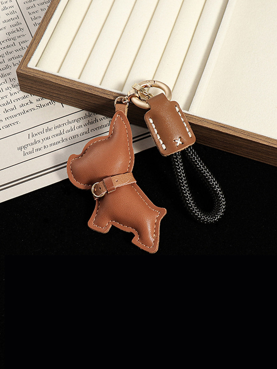 Luxury Leather French Bulldog Keychain