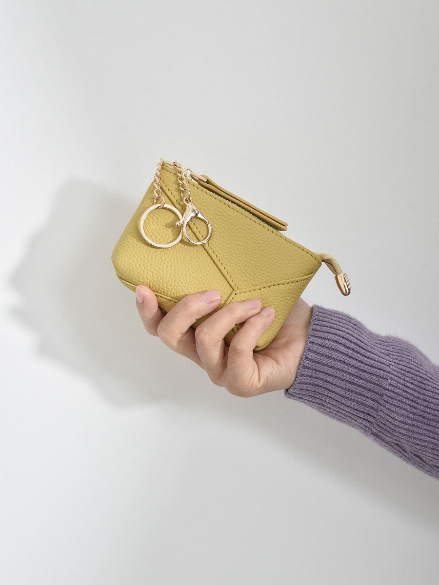 Genuine Leather Patchwork Coin Purse Pink