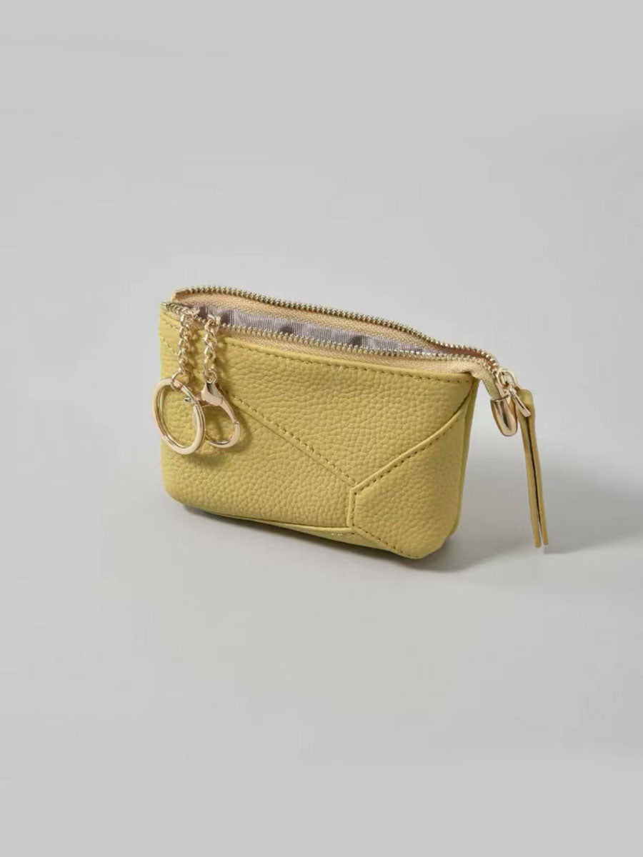 Genuine Leather Patchwork Coin Purse Pink