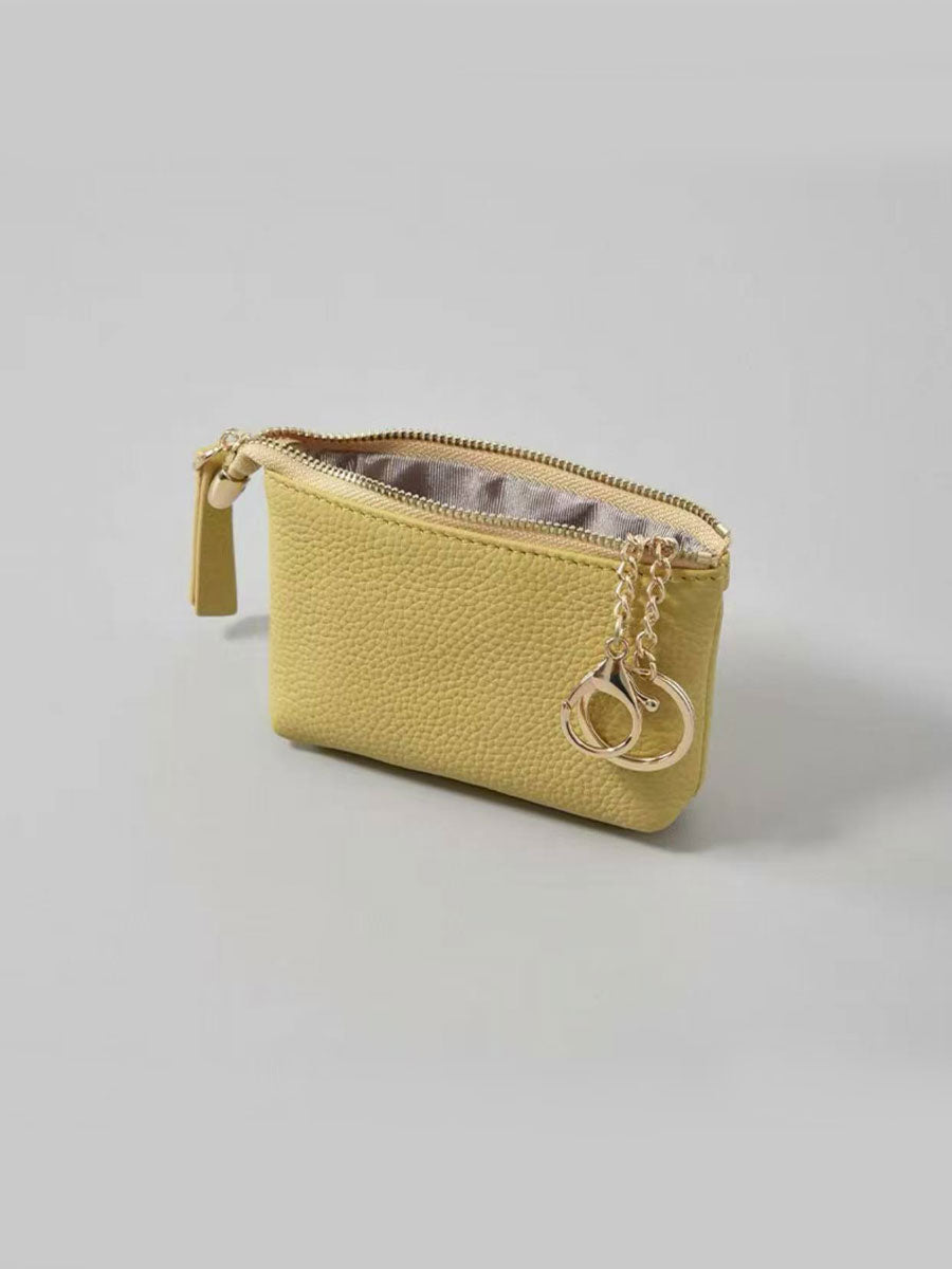 Genuine Leather Patchwork Coin Purse Pink