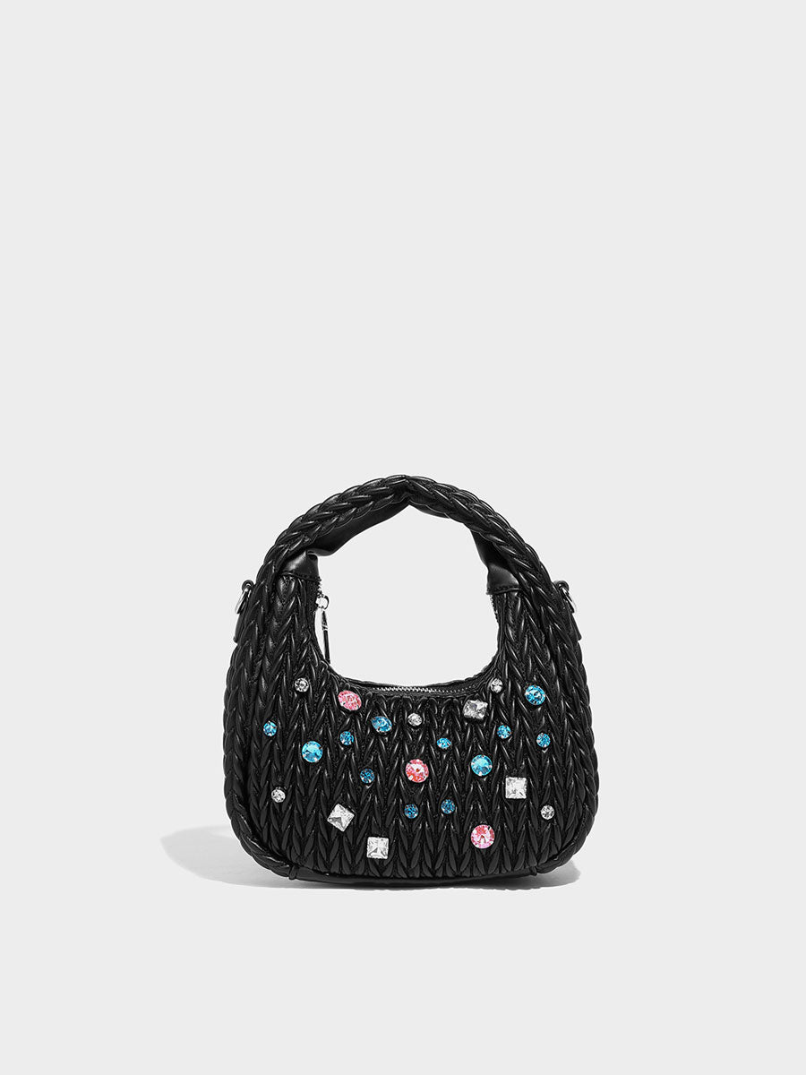 Unique Diamond-Accent Cloud Leather Bag
