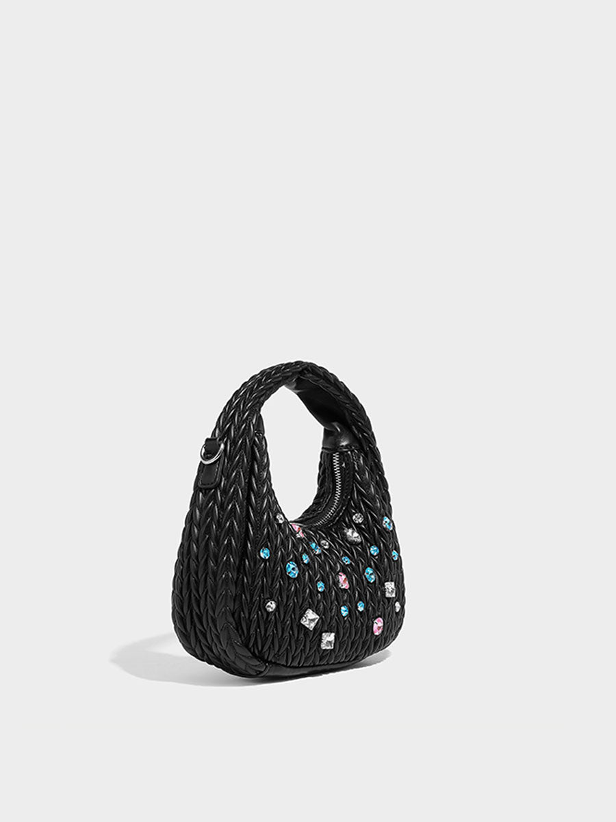 Unique Diamond-Accent Cloud Leather Bag