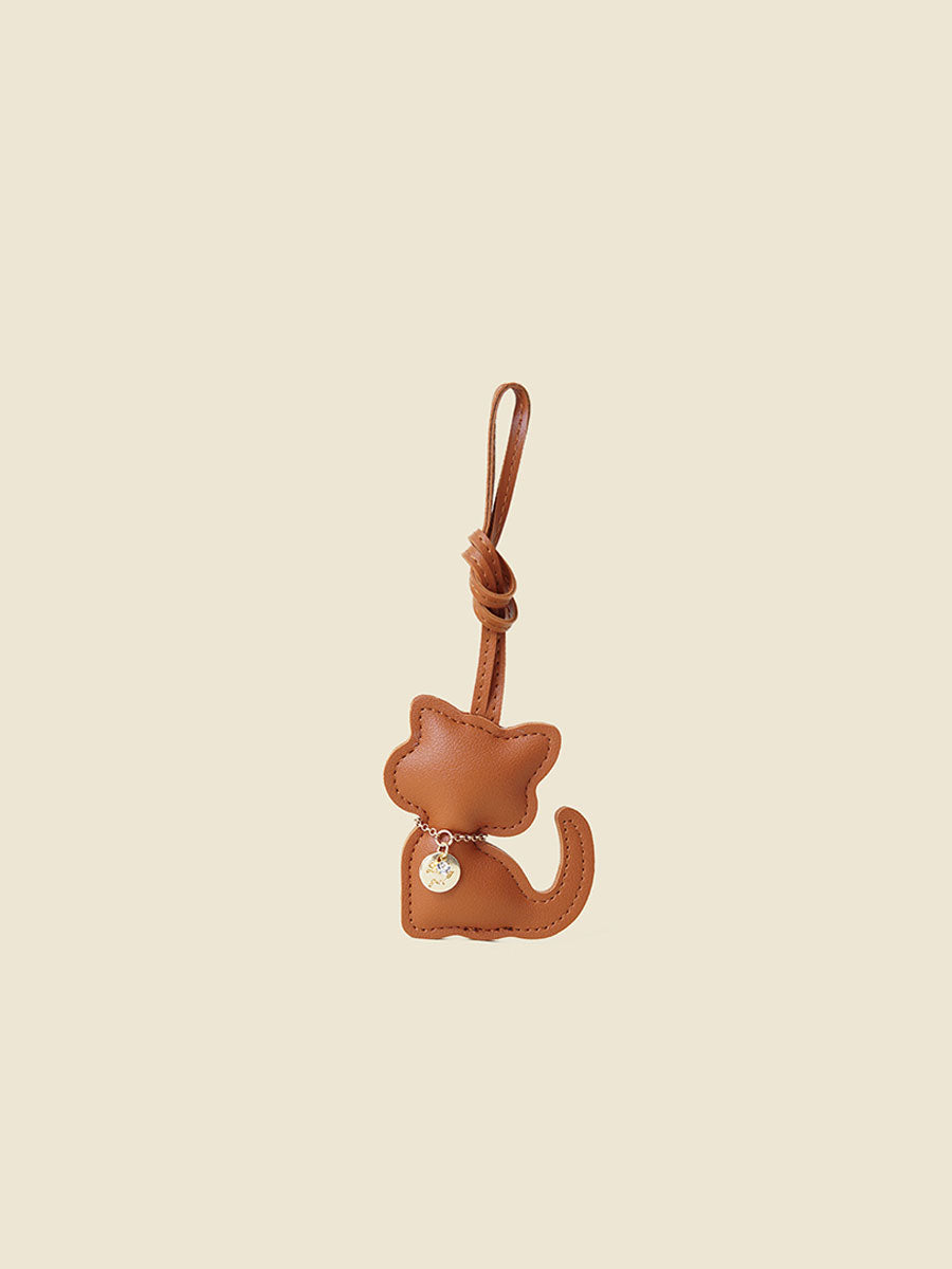 Cute Leather Sitting Cat Bag Charm
