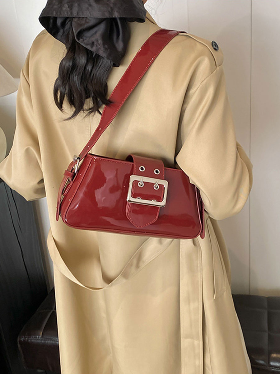 Patent Leather Shoulder Bag White