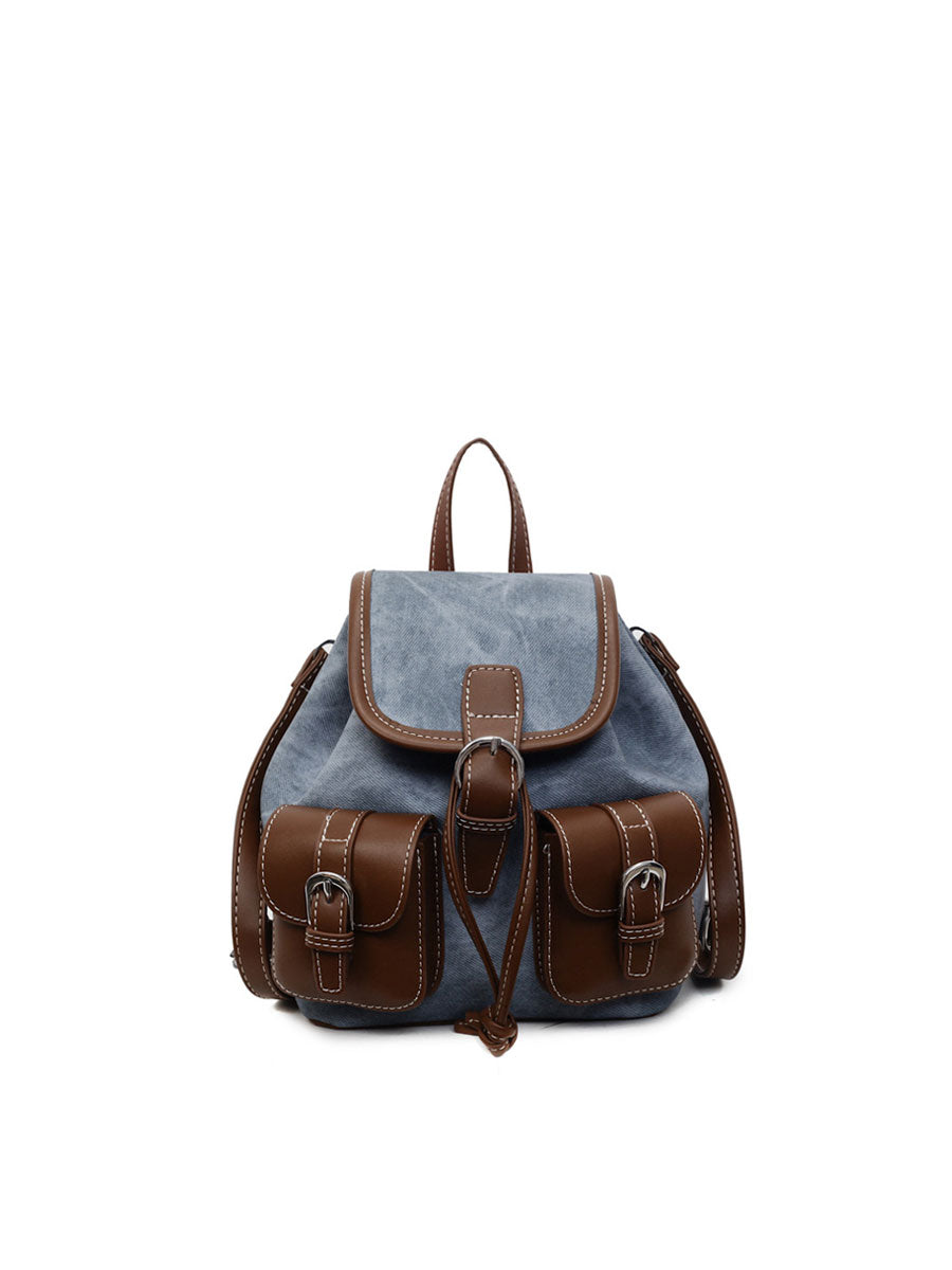 Vintage Canvas Leather Backpack Grey