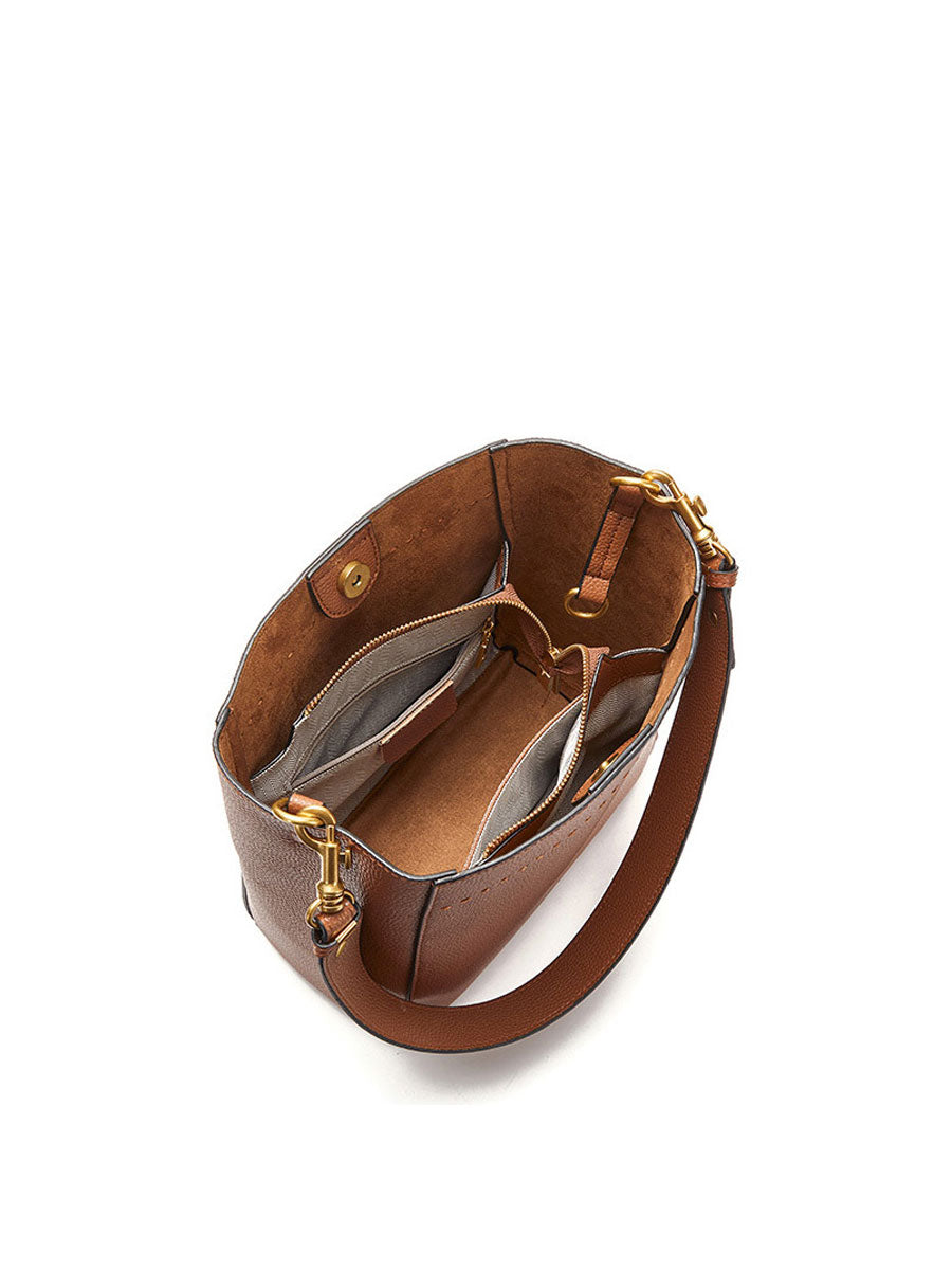 Vintage Genuine Leather Bucket Bag Black