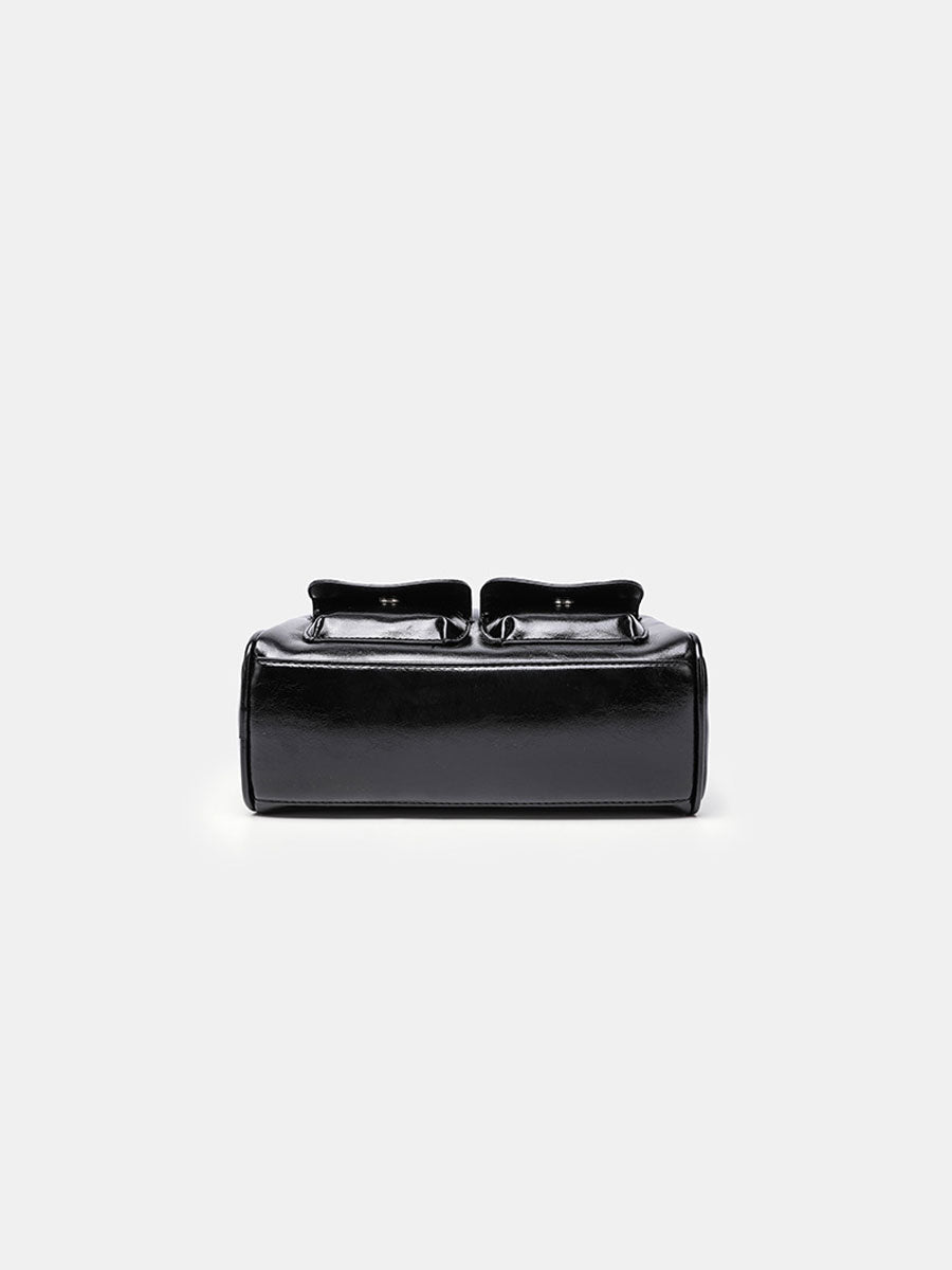 Trendy Patent  Buguette Handbag Blue