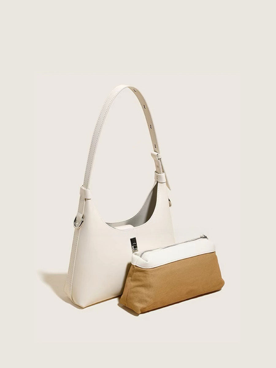 Genuine Leather Shoulder Bag White