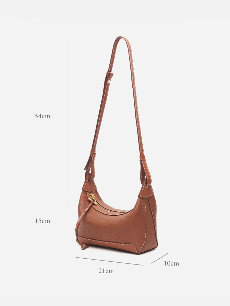 Genuine Leather Crescent Shoulder Bag White