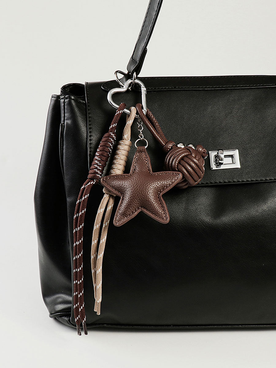 Leather Star Keychain – Original Style Pendant, Couple Gift Bag & Car Charm Decoration