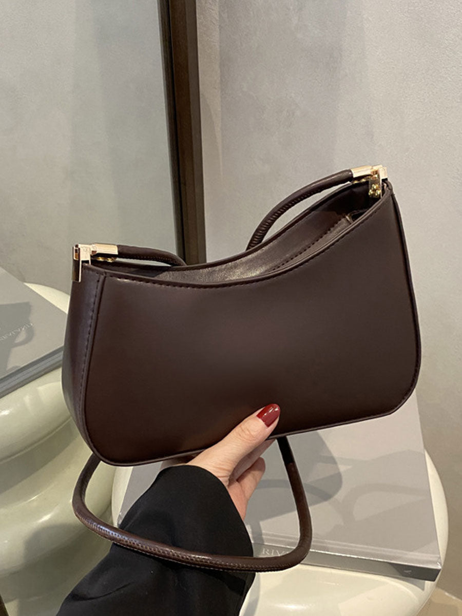 Elegant Half Moon Shoulder Bag Khaki