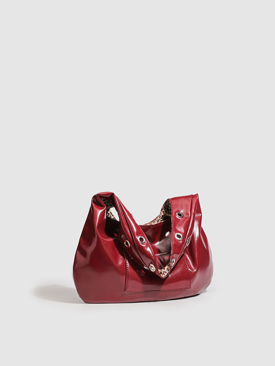 Red Patent Leather Shoulder Tote Bag Red