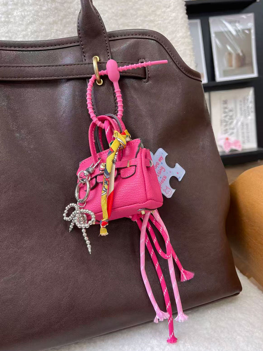 Mini Bag Charm with Rope Tassels
