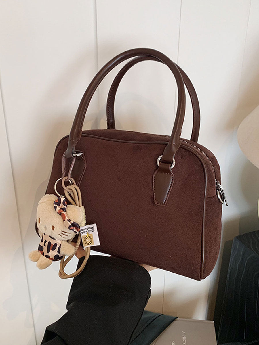 Winter Suede Boston Bag Leopard