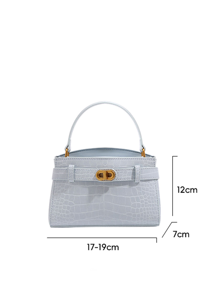 Croc Embossed Real Leather shoulder Handbag Pink