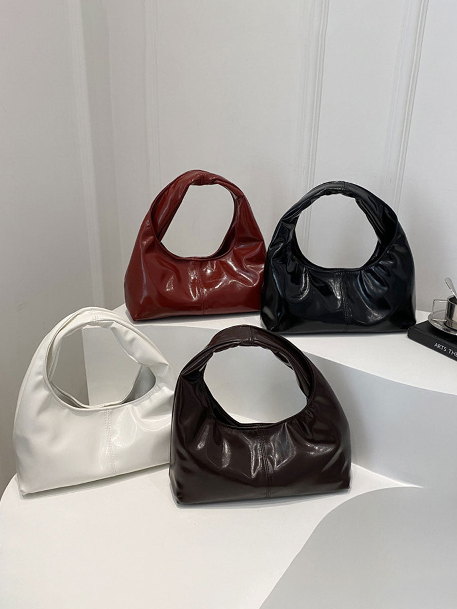 Small Soft Leather Crescent Hobo Bag Brown