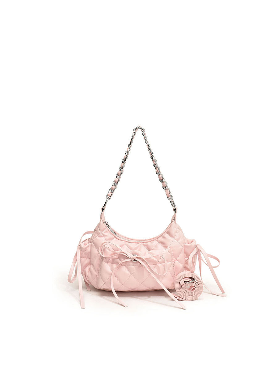 Quilted Chain Shoulder Bag White