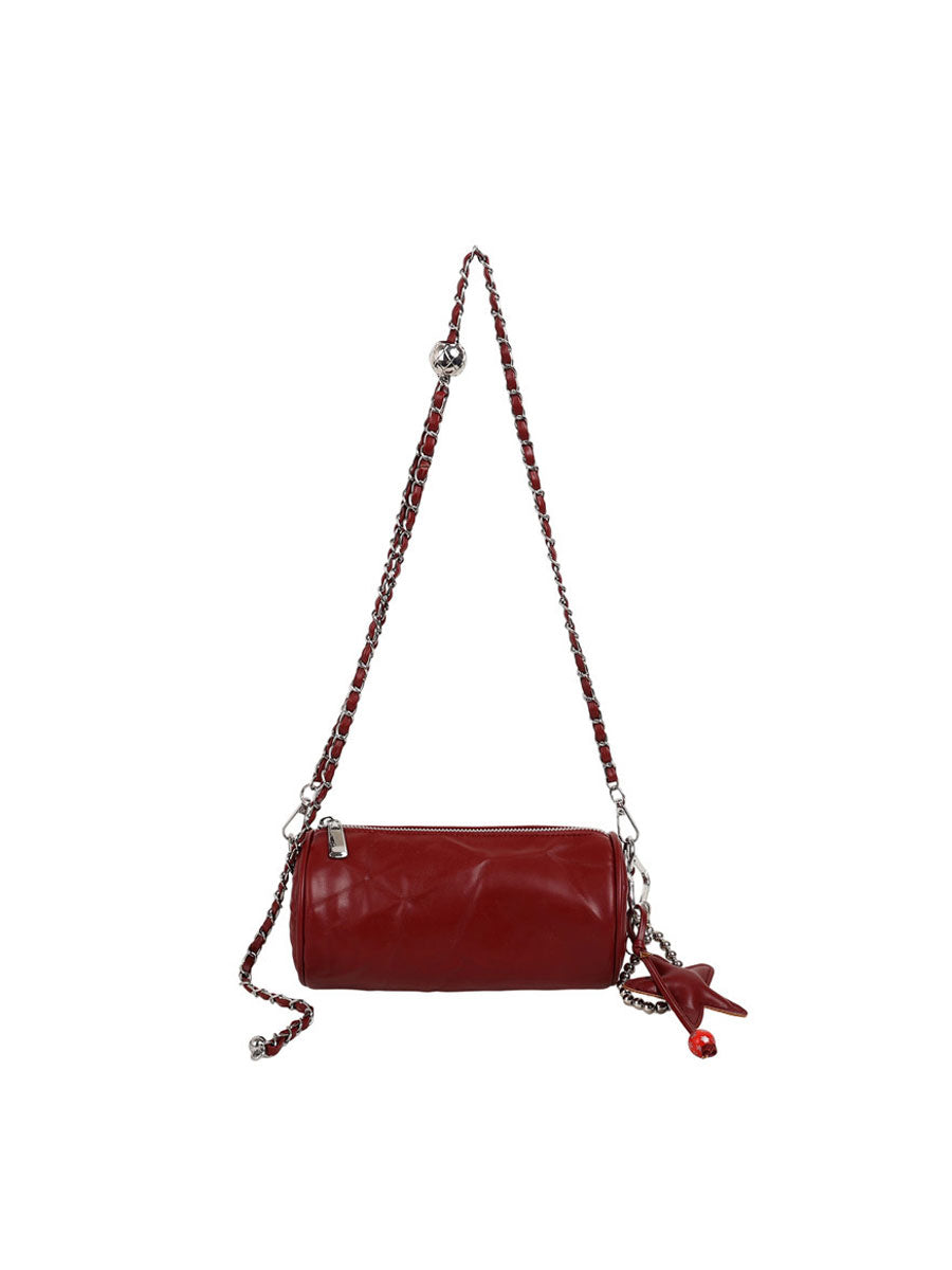 French Vintage Leather Bucket Bag Silver