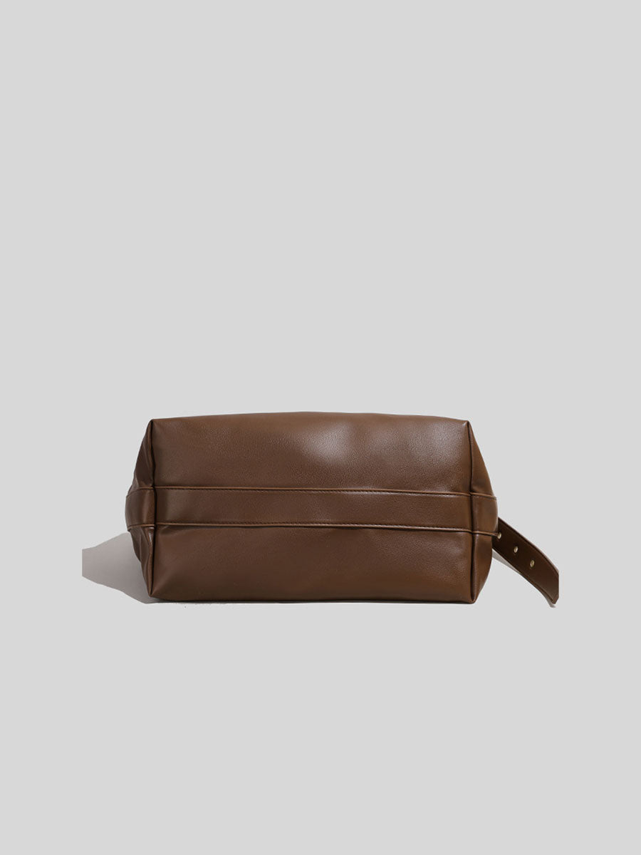Slouchy Leather Hobo Shoulder Bag Coffee