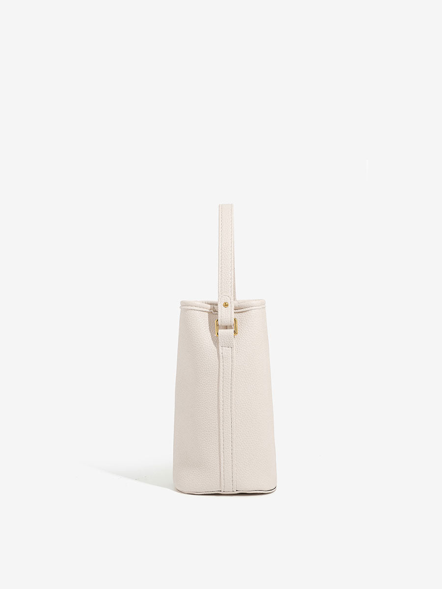 Luxury French Genuine Leather Bucket Bag Grey