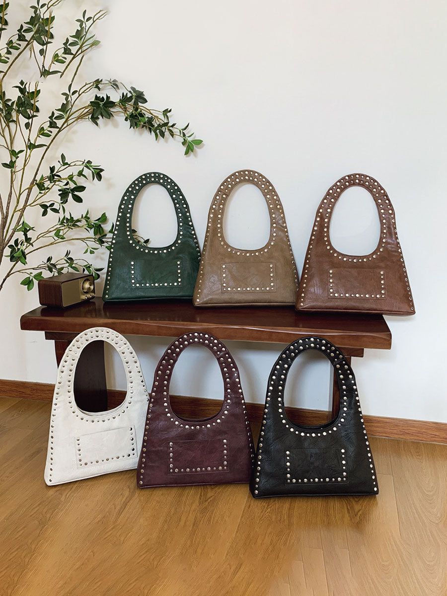 Small Tote Bag with Studded Design Black