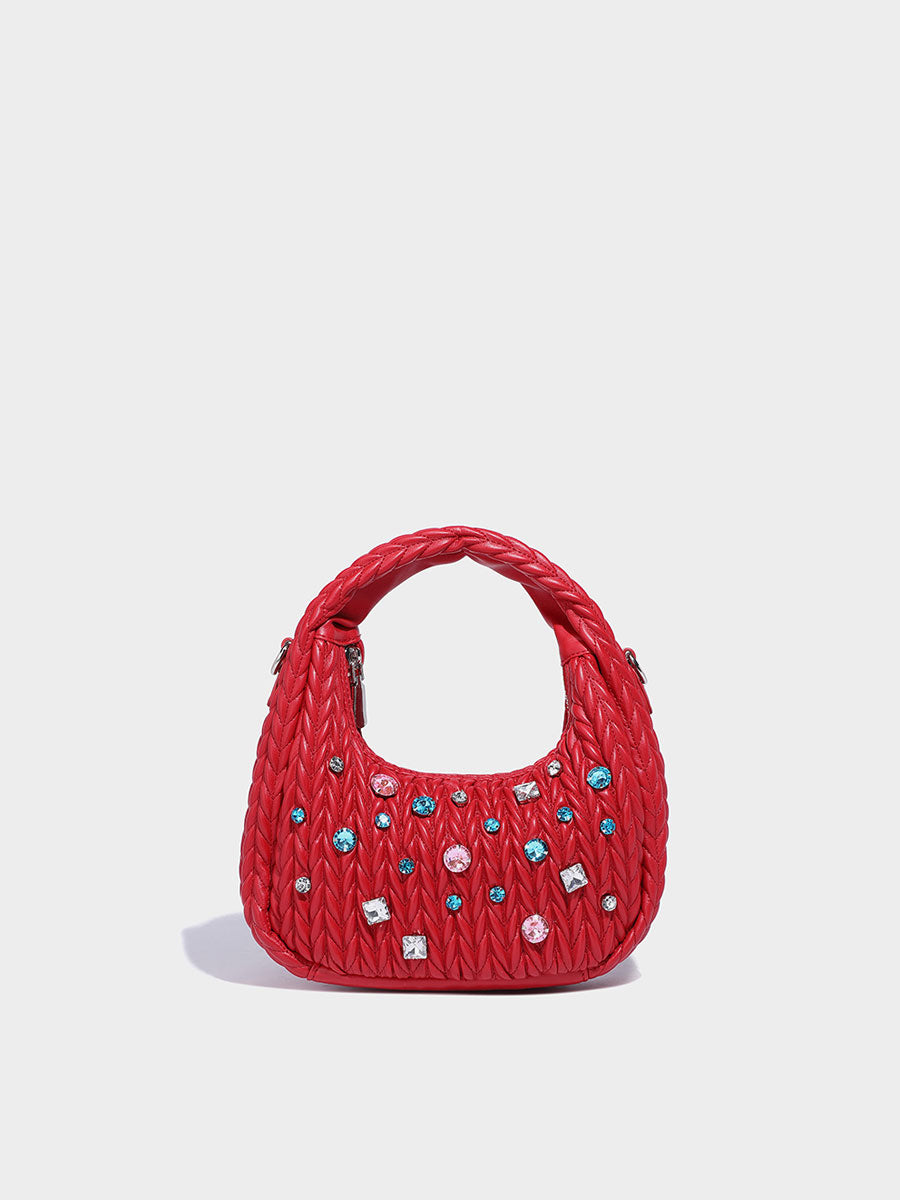 Unique Diamond-Accent Cloud Leather Bag