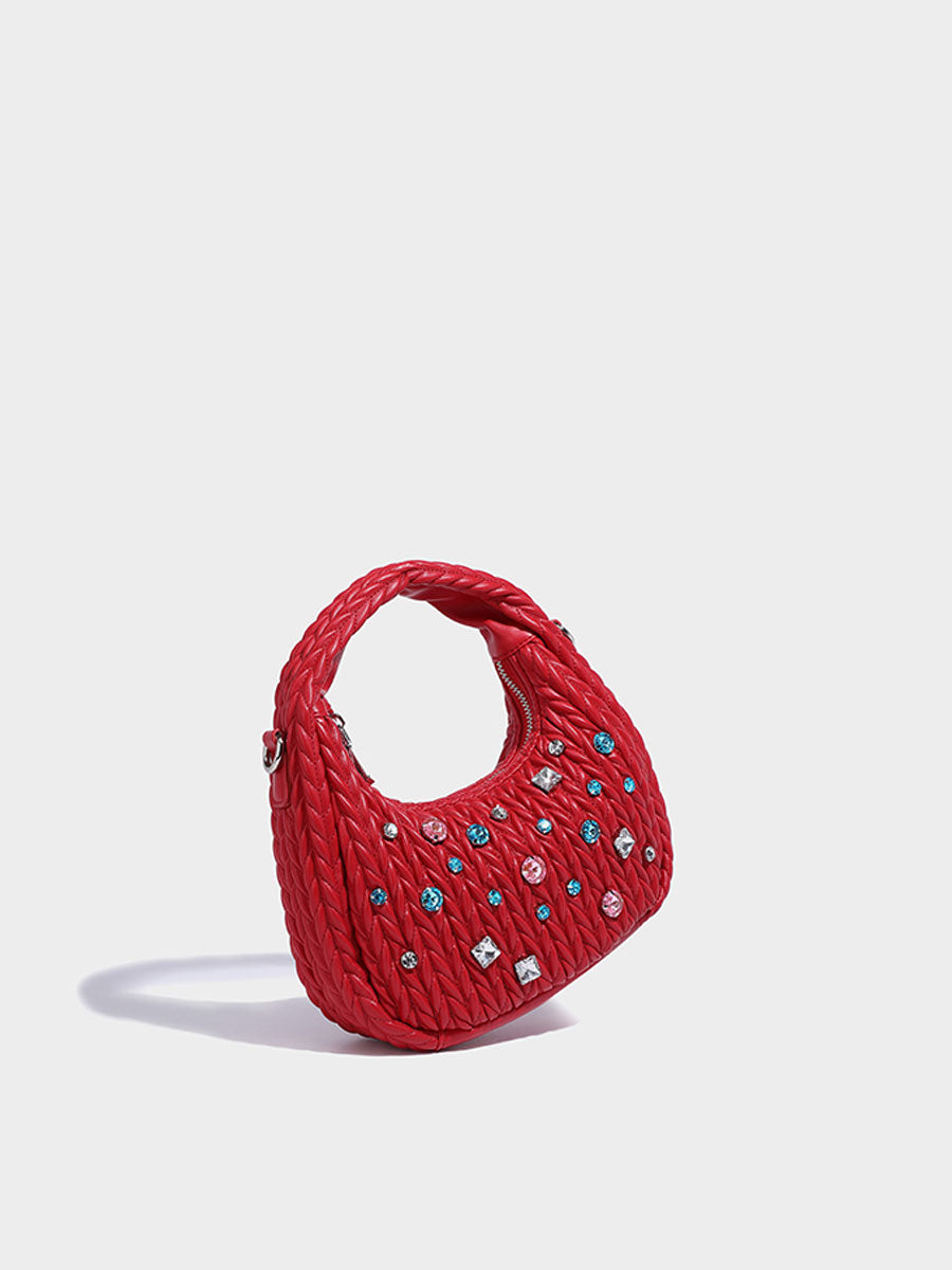 Unique Diamond-Accent Cloud Leather Bag