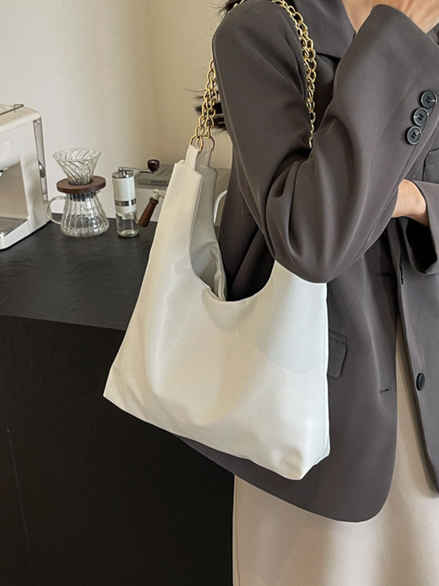 Large Tote Bag with Gold Chain Black