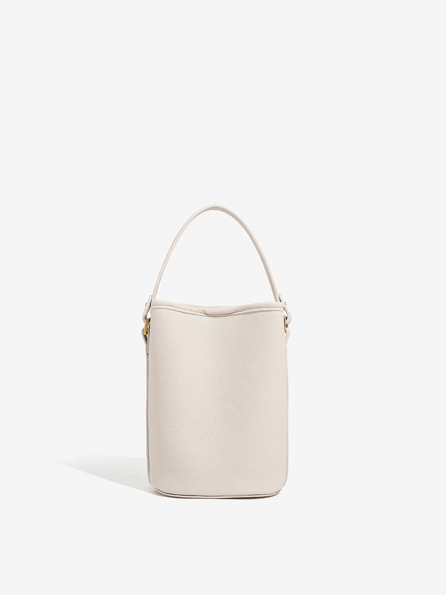 Luxury French Genuine Leather Bucket Bag Grey