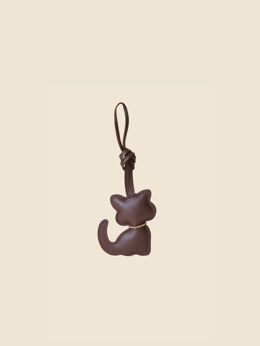 Cute Leather Sitting Cat Bag Charm