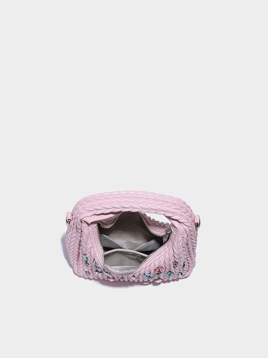 Unique Diamond-Accent Cloud Leather Bag