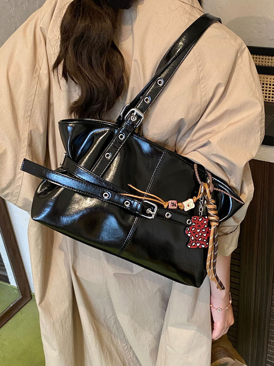 Vintage Waxed Leather Tote Bag Brown