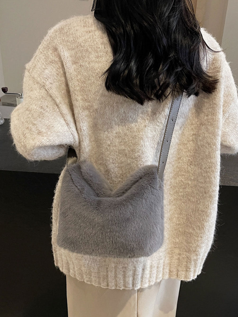 Trendy Plush Shoulder Crossbody Bag Green